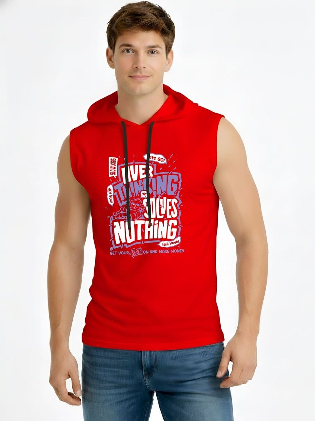 TEEFOX Men Typography Printed Hooded T-shirt - view 1