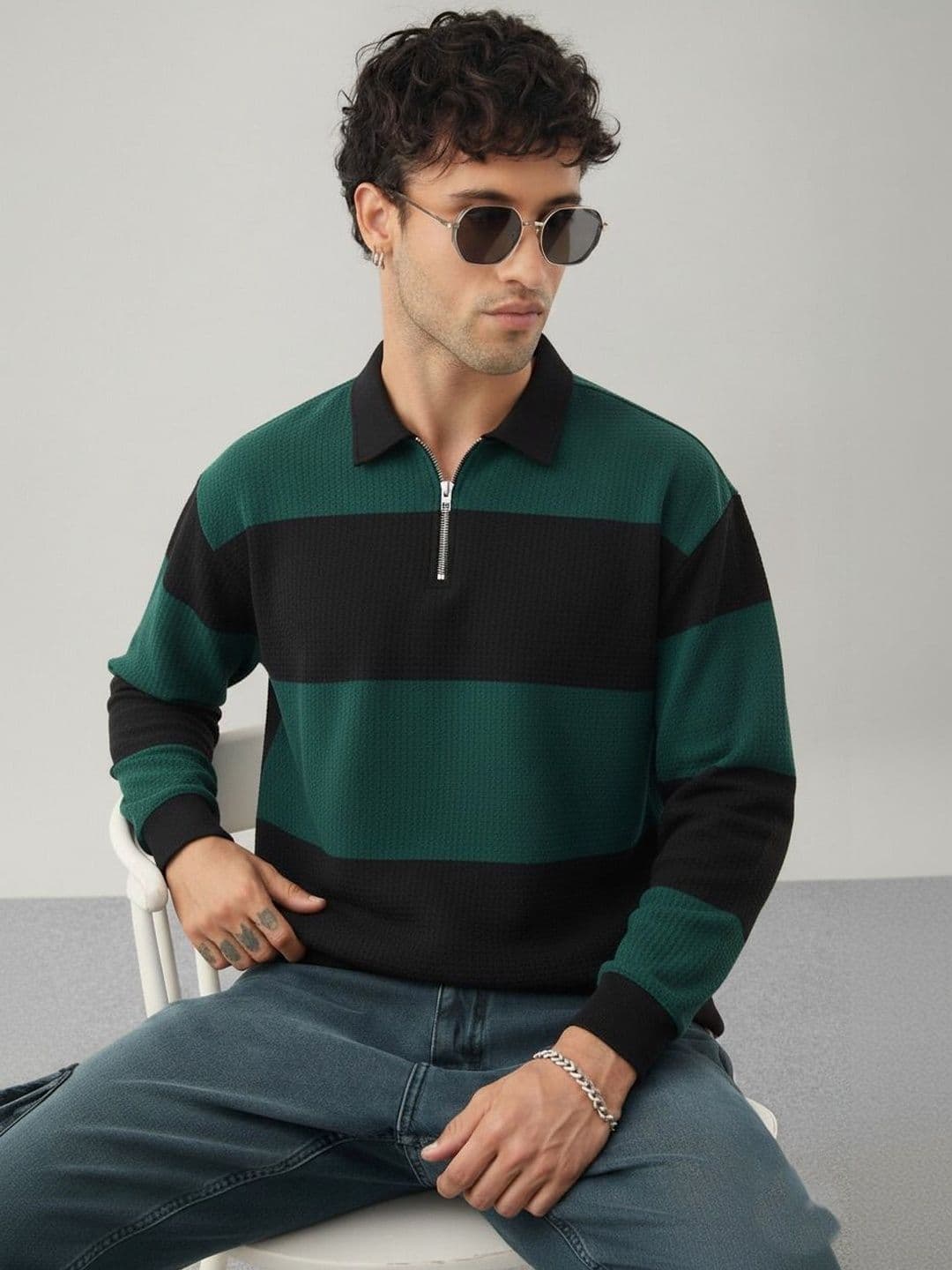R.Code by The Roadster Life Co. Men Colourblocked Polo Collar T-shirt - view 1