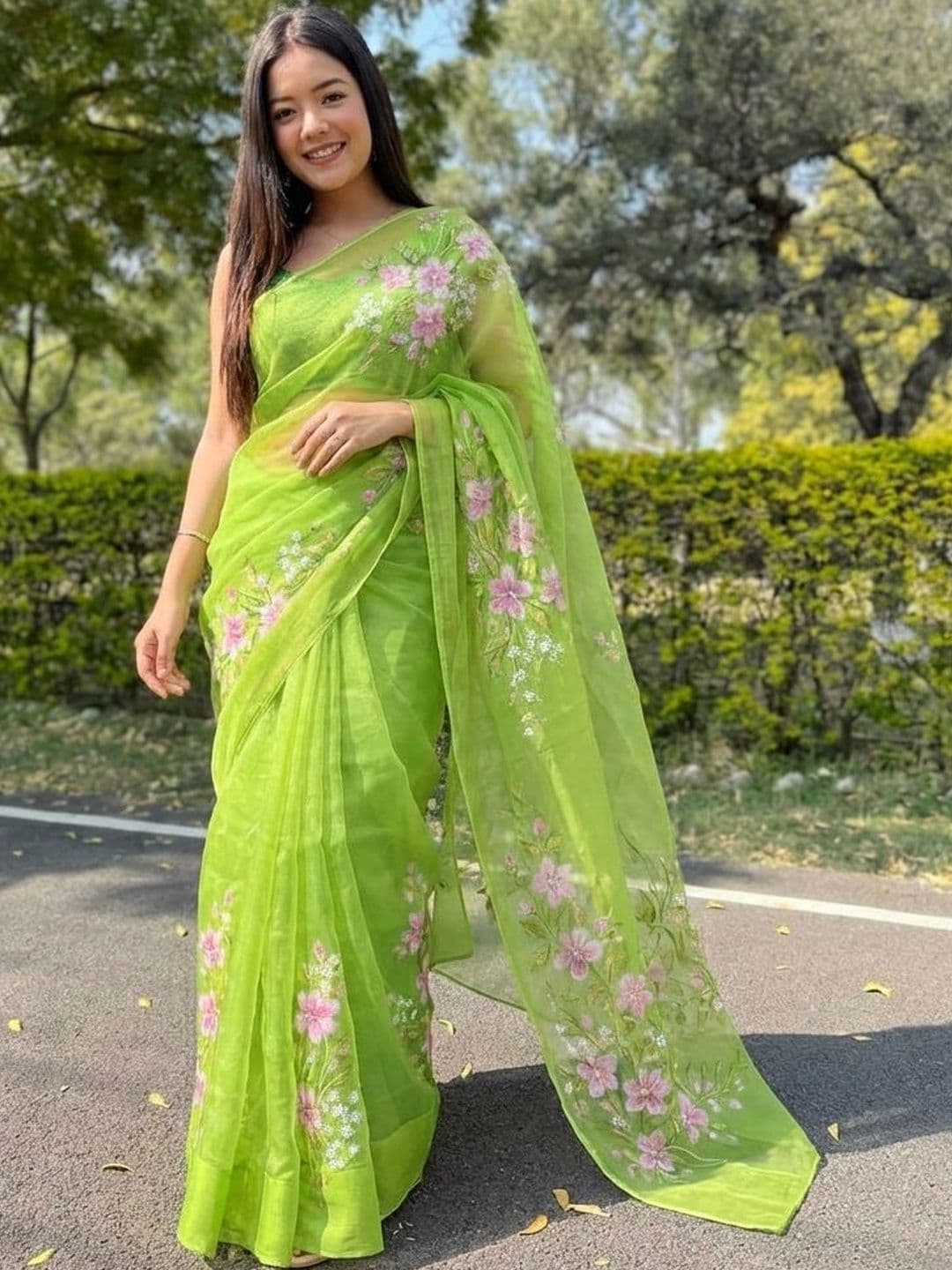 Kalista Floral Organza Saree - view 1