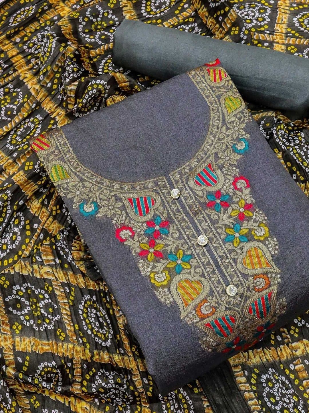 Dhaaga Ghar Embroidered Unstitched Dress Material - view 1