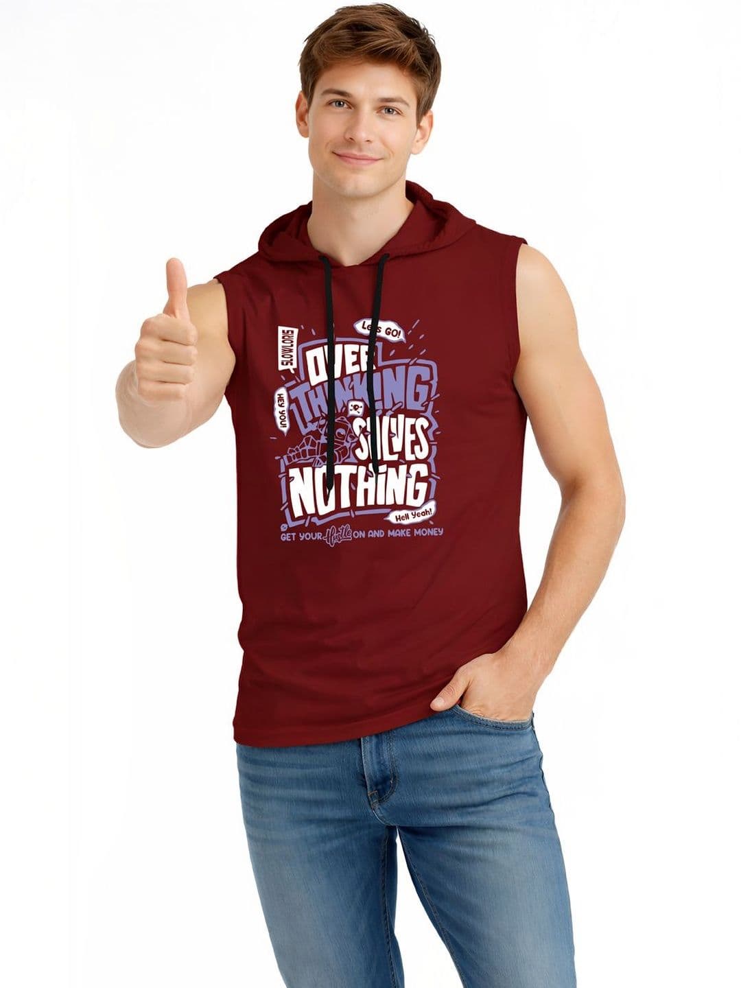 TEEFOX Men Typography Printed Hooded T-shirt - view 1