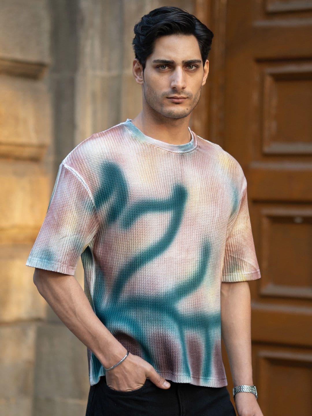 Powerlook Men Printed Drop-Shoulder Sleeves T-shirt - view 1