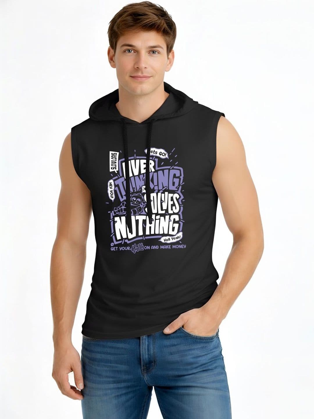 TEEFOX Men Typography Printed Hooded T-shirt - view 1
