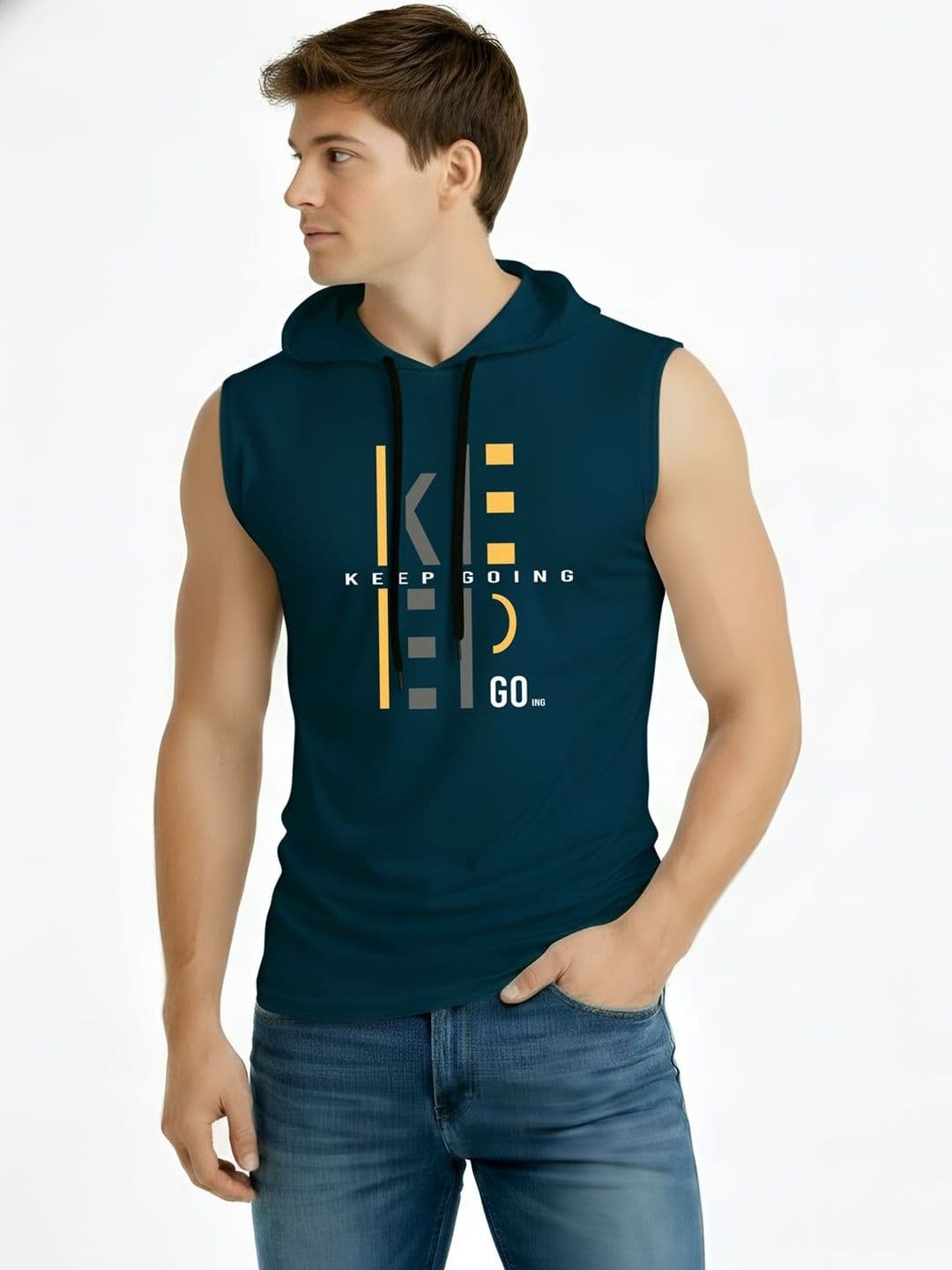 TEEFOX Men Typography Printed Hooded T-shirt - view 1