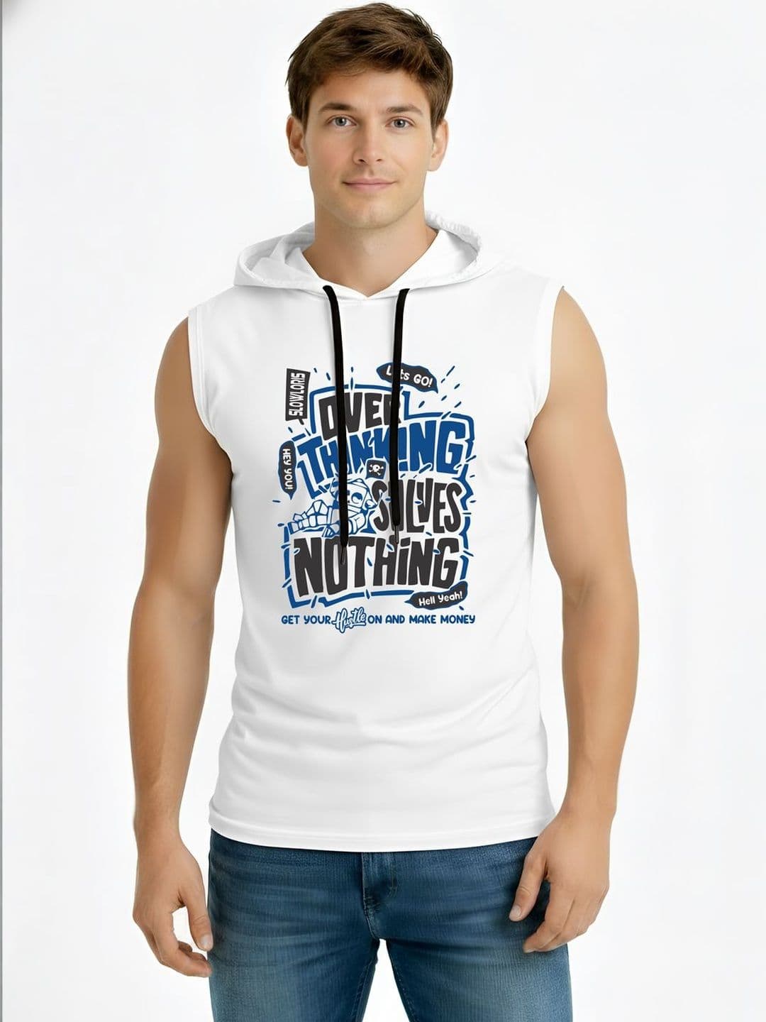 TEEFOX Men Typography Printed Hooded T-shirt - view 1