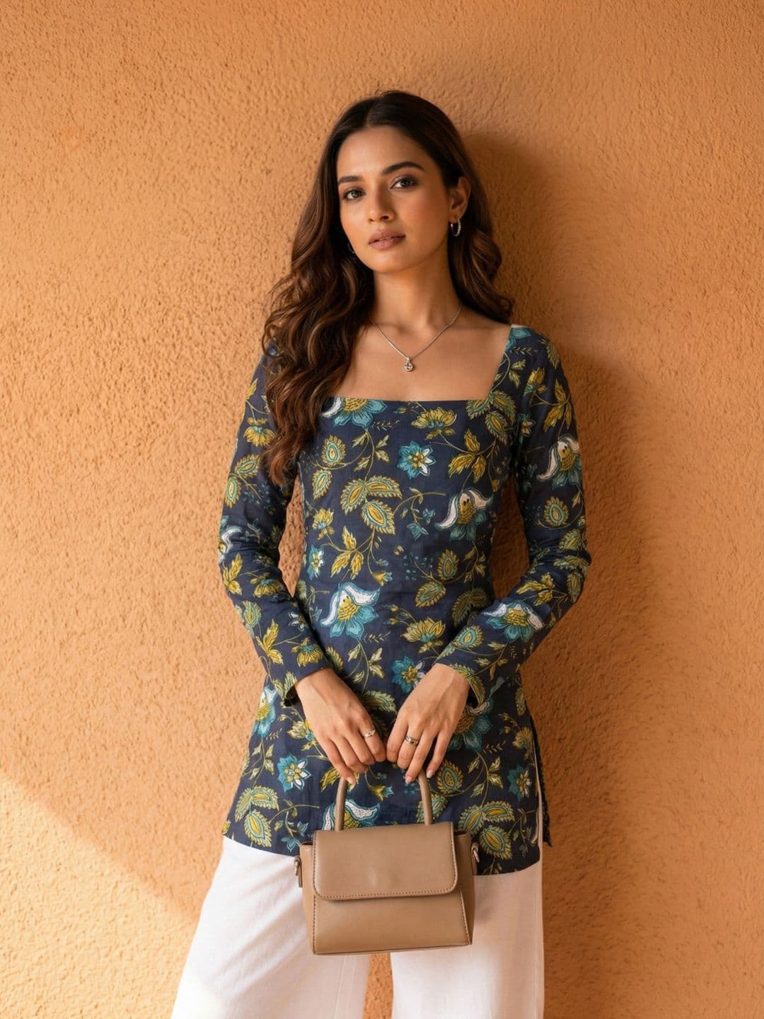 KAORI BY SHREYA AGARWAL Floral Printed Square Neck Pure Cotton Kurti - view 1