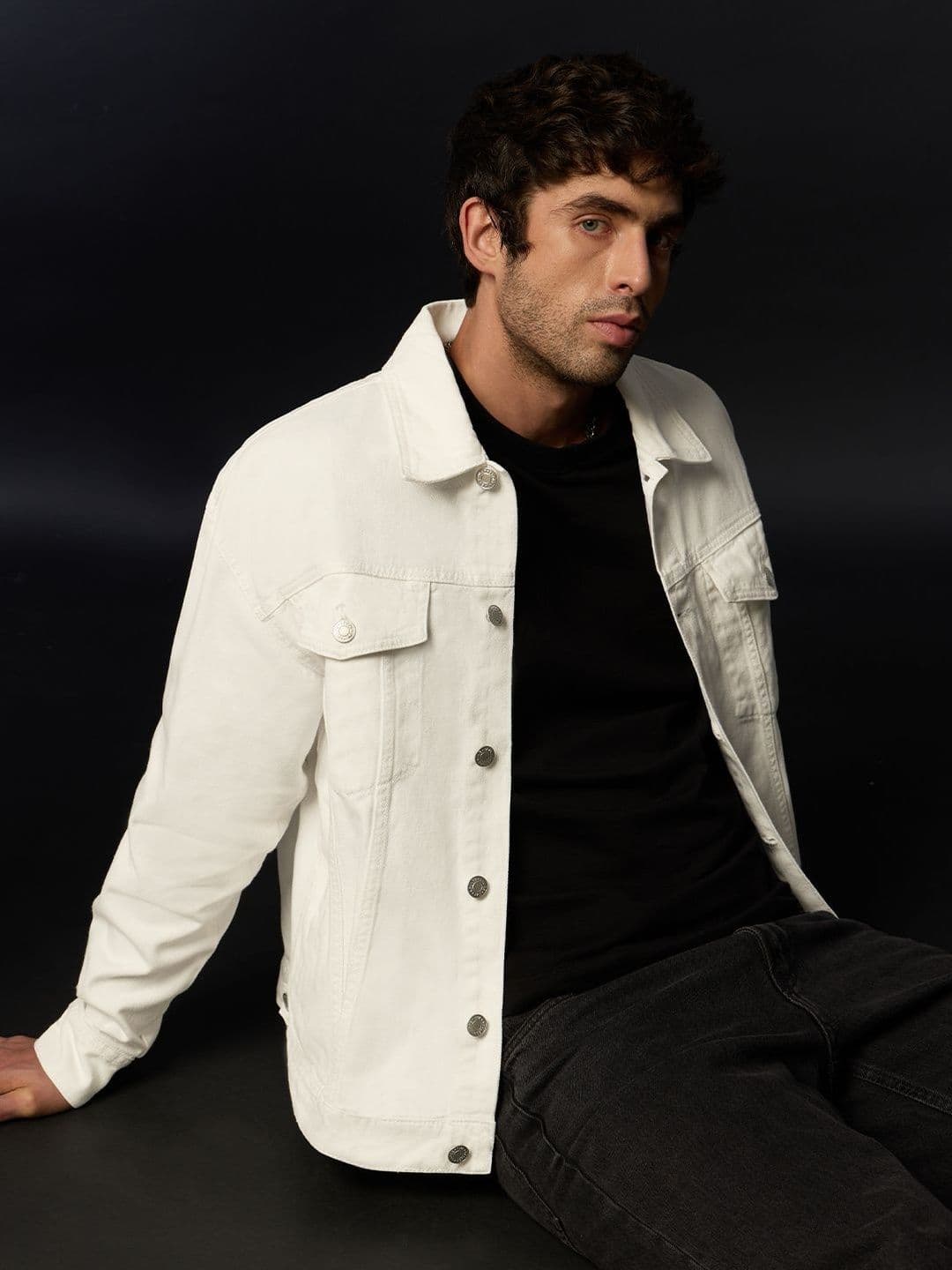 The Souled Store Men Oversized Fit Denim Cream Jackets - view 1