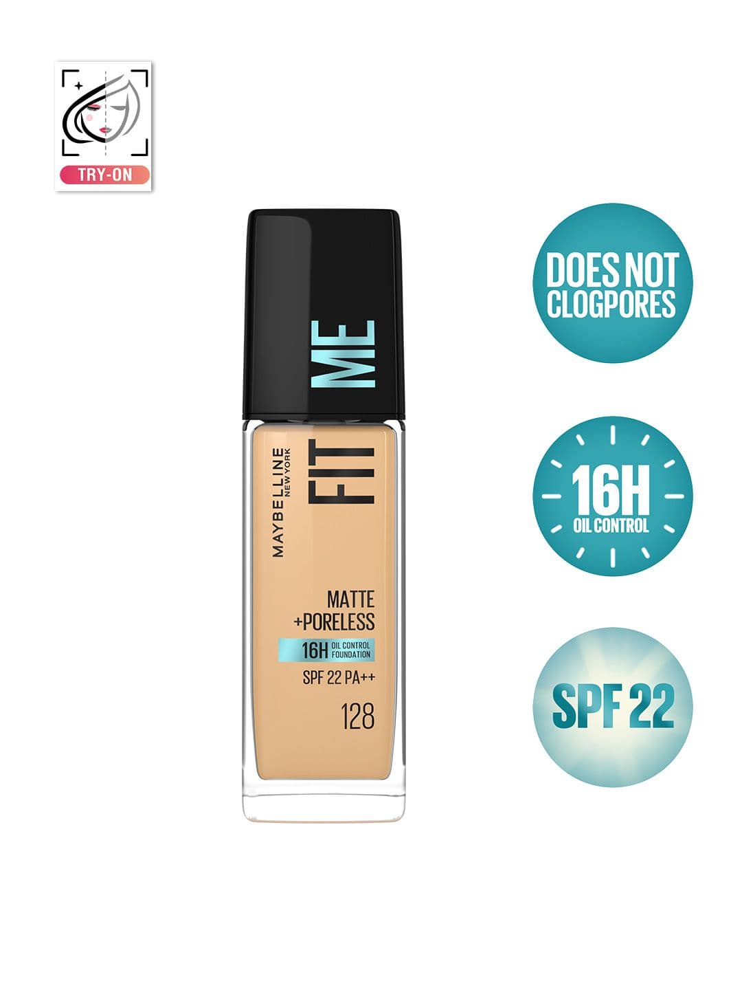 Maybelline New York Fit Me Matte+Poreless Liquid Foundation 30 ml - Warm Nude 128 - view 1