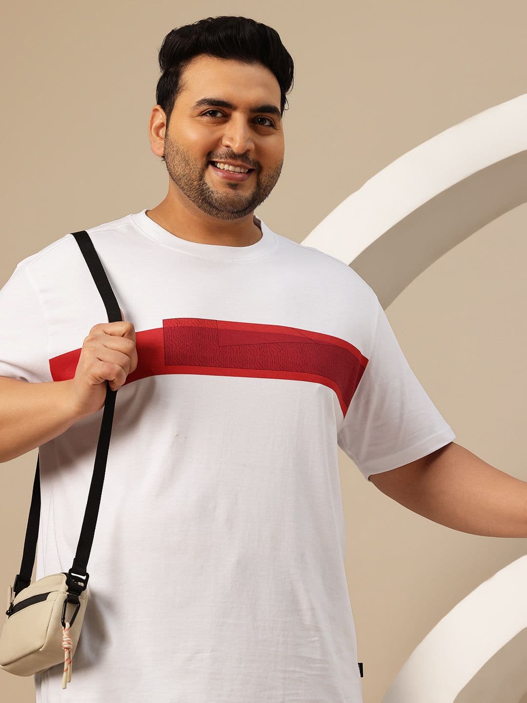 Sztori Plus Size Striped Pure Cotton Relaxed Fit T-shirt - view 1