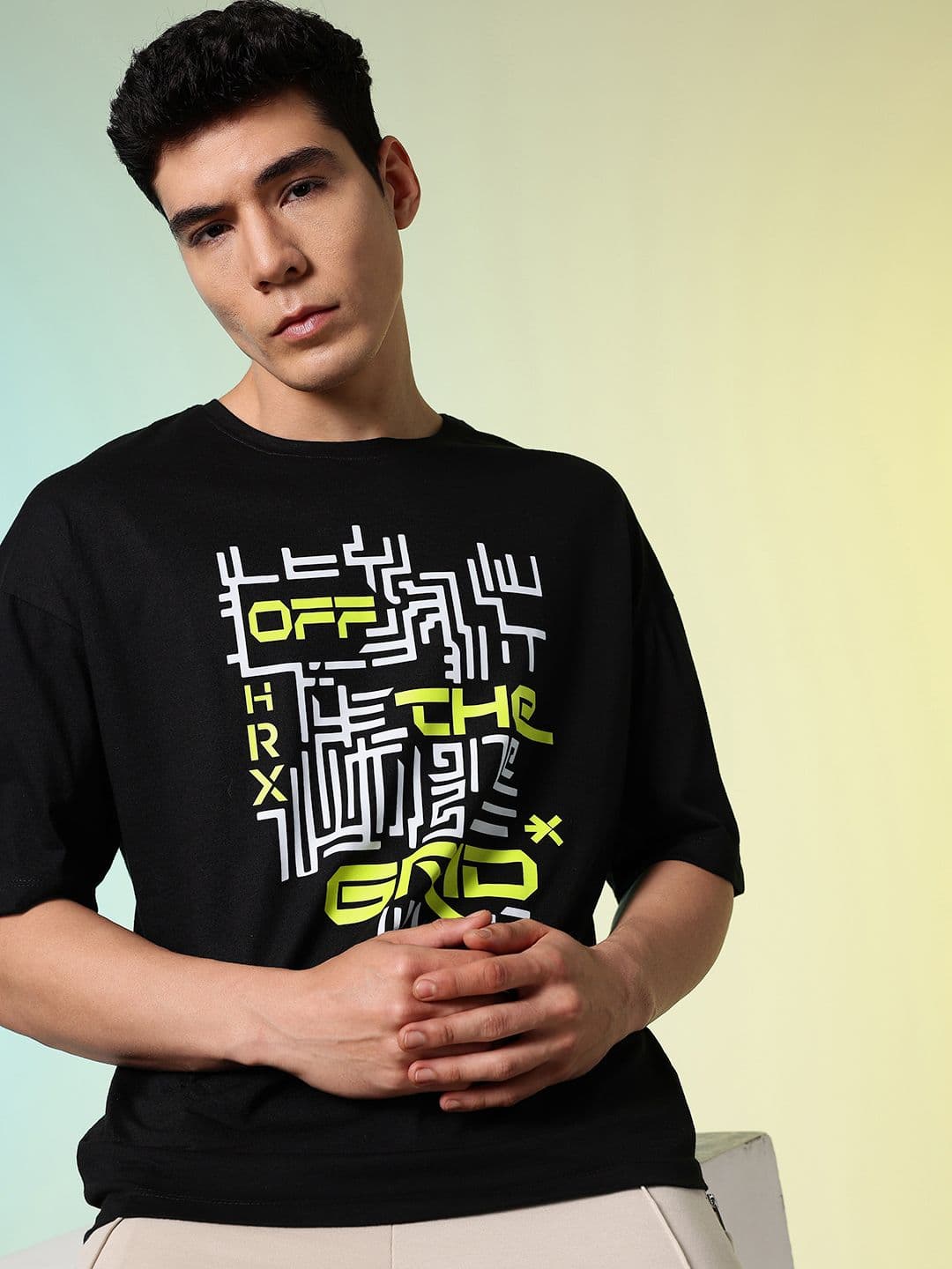 HRX by Hrithik Roshan Oversized Fit Graphic Printed Pure Cotton T-shirt - view 1