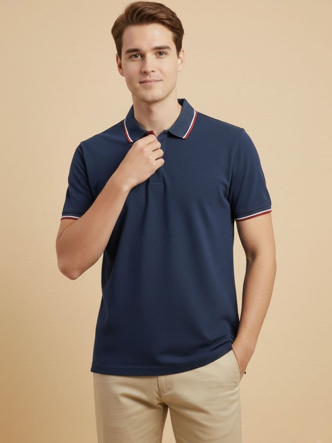 R.Code by The Roadster Life Co. Men Polo Collar T-shirt - view 1