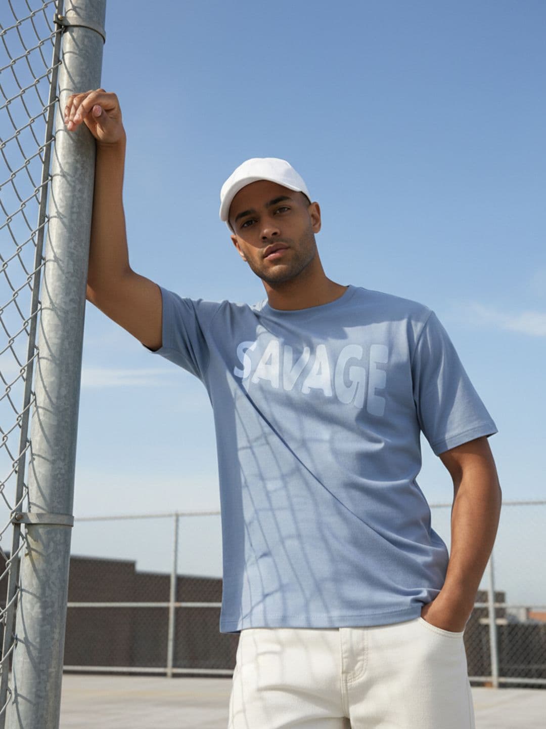The Roadster Life Co. Typography Print Drop-Sleeves Pure Cotton Relaxed Fit T-shirt - view 1