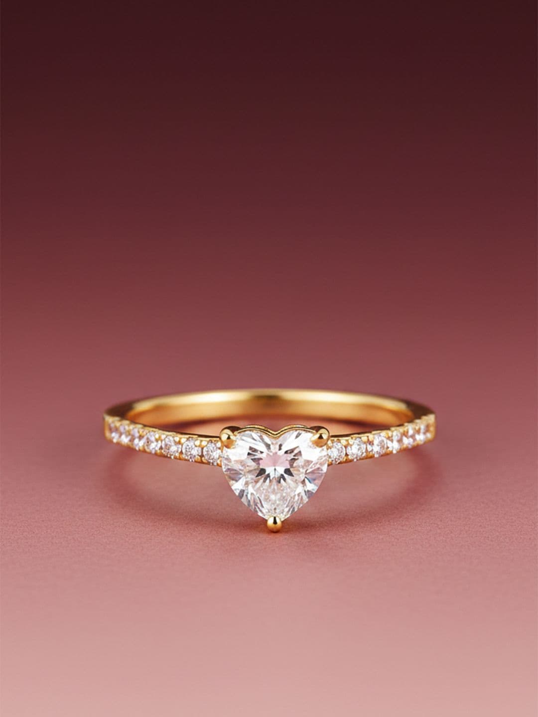 MAEJOY Heart Solitaire Lab grown diamond 92.5 Sterling Silver 18KT Gold plated Band ring - view 1