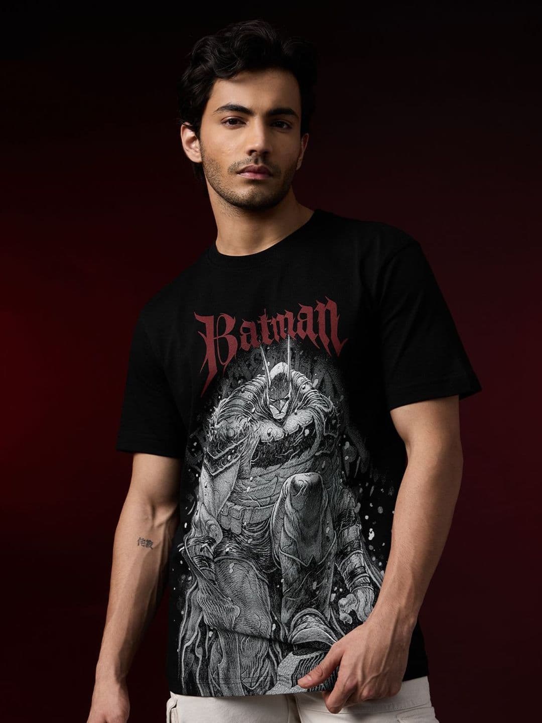 The Souled Store Men Relaxed Fit Batman Printed Black T-Shirts - view 1