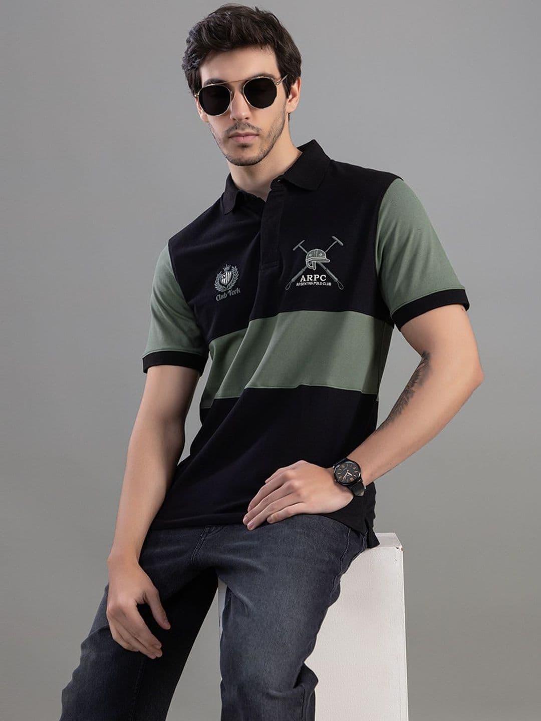 Club York Men Colourblocked Polo Collar T-shirt - view 1