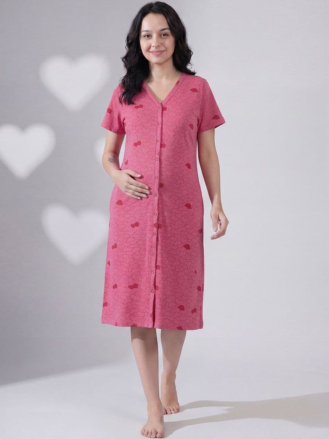 Secret Wish Hosiery Button Down Zipless Maternity Nightdress - view 1