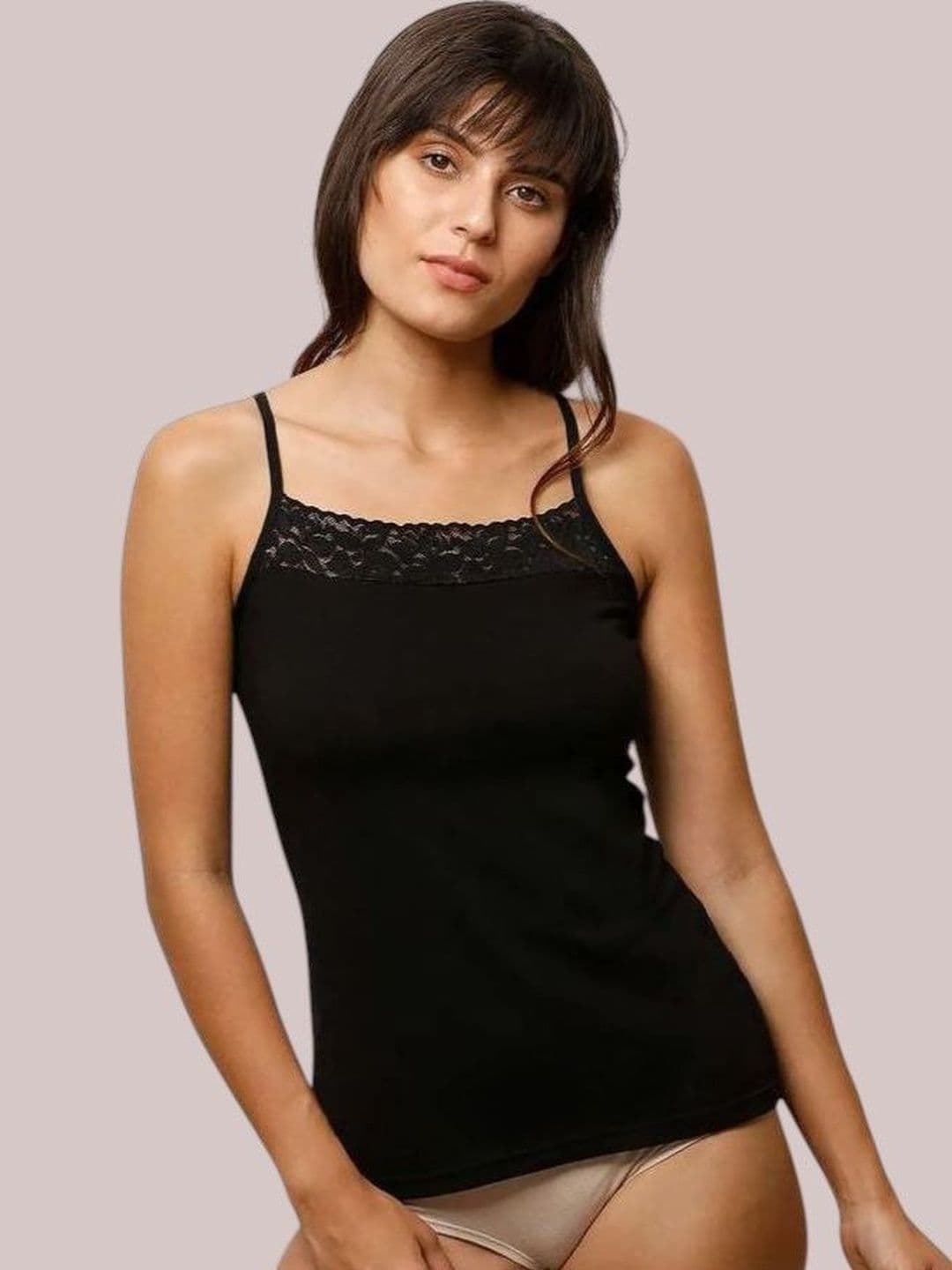 DressBerry Super Combed Cotton Lace Camisole With Adjustable Straps And Stayfresh Treatment - view 1