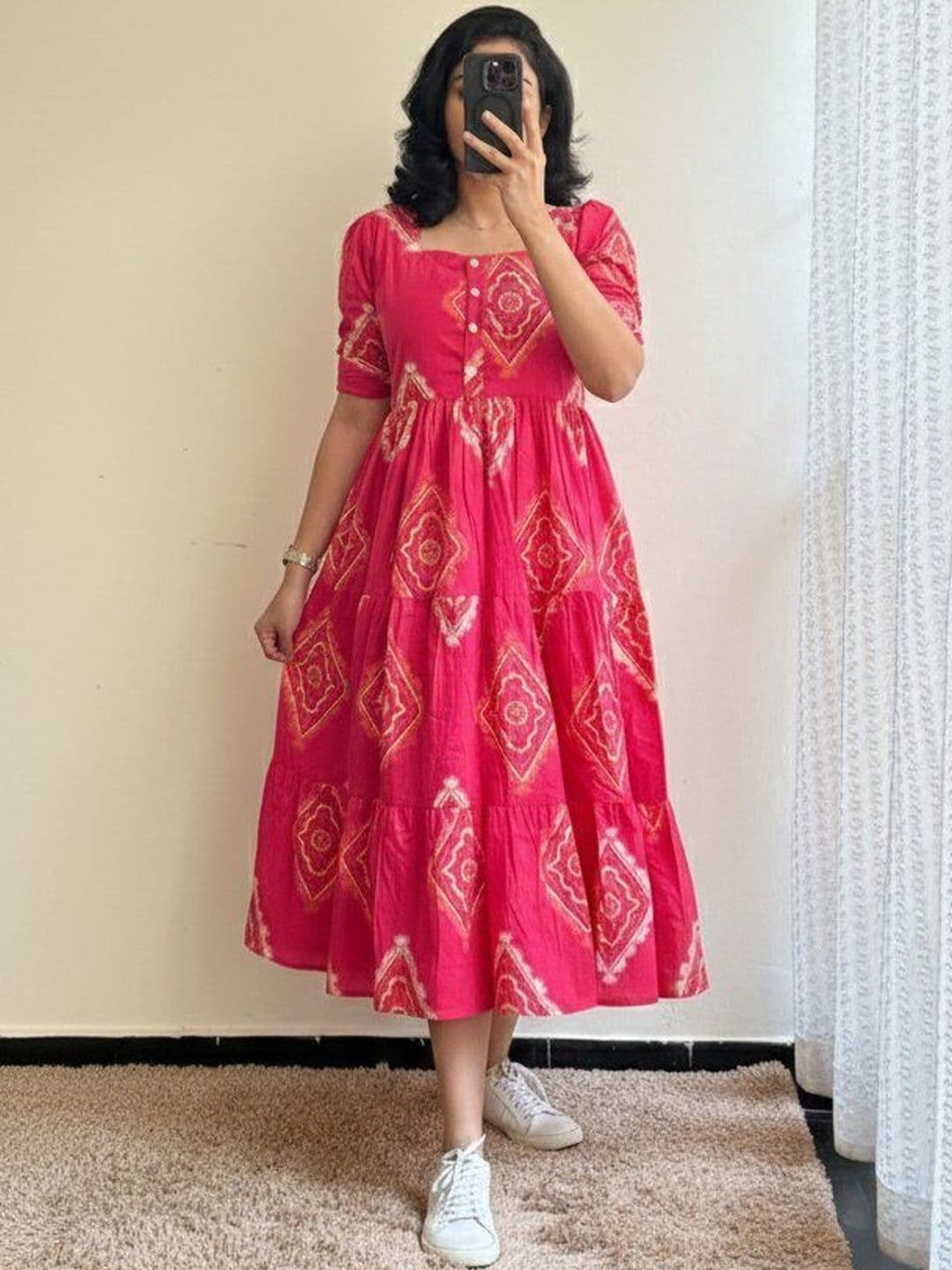 Kamayra Bohemian Print A-Line Midi Dress - view 1