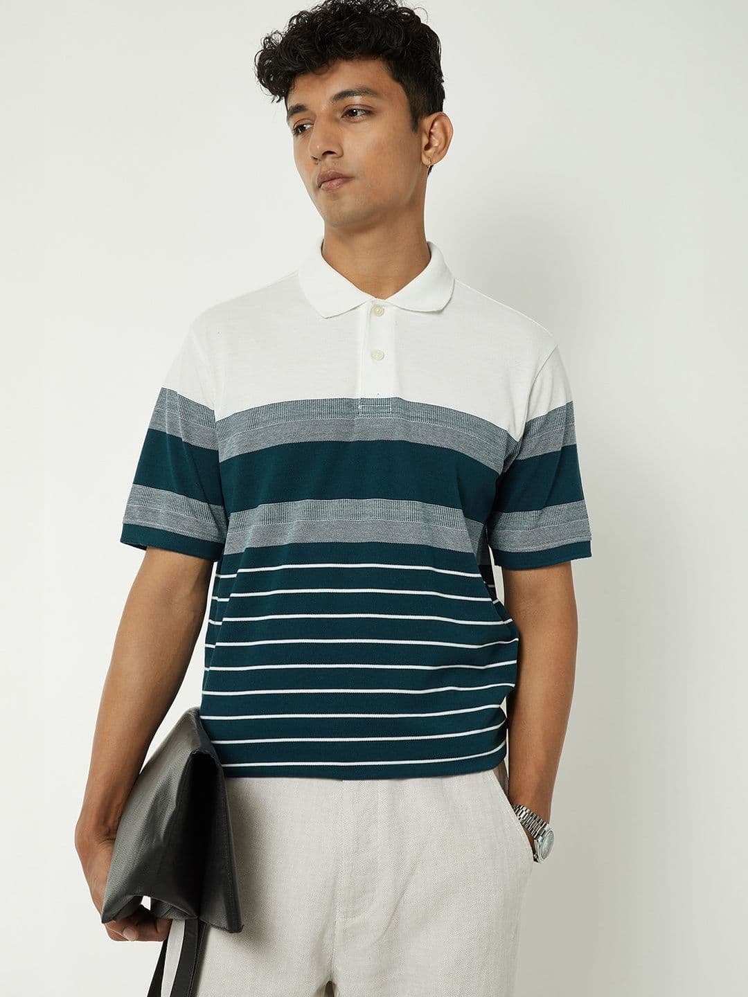 max Men Striped Polo Collar T-shirt - view 1
