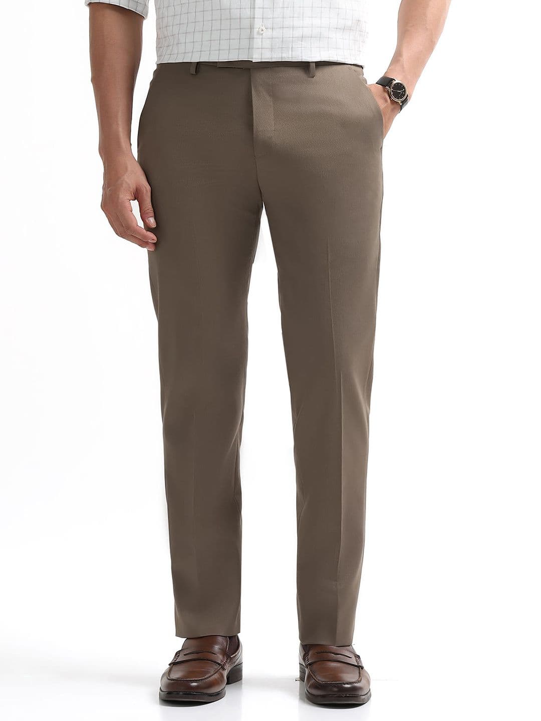 Arrow Men Hudson Tailored Fit Textured Formal Trousers - view 1