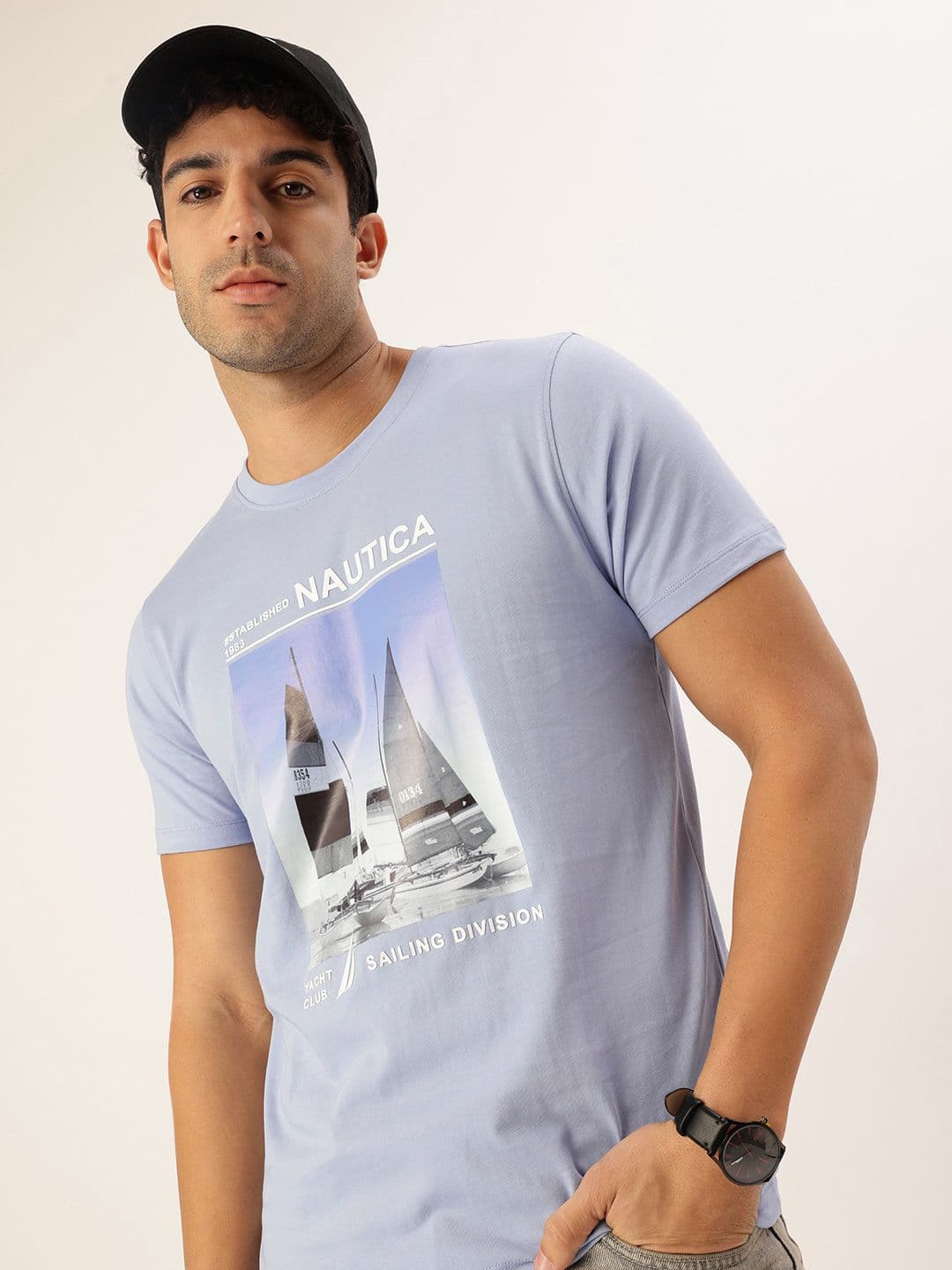 Nautica Graphic Printed Pure Cotton T-shirt - view 1