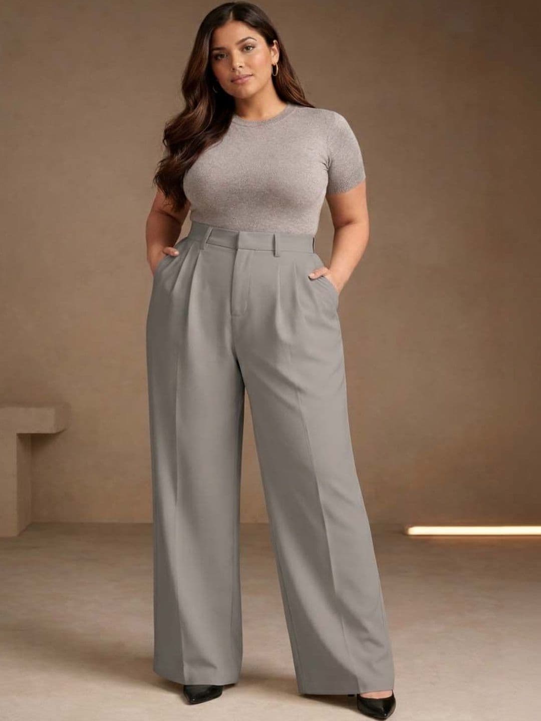 CURVE BY KOTTY Women Formal Straight Pants - view 1