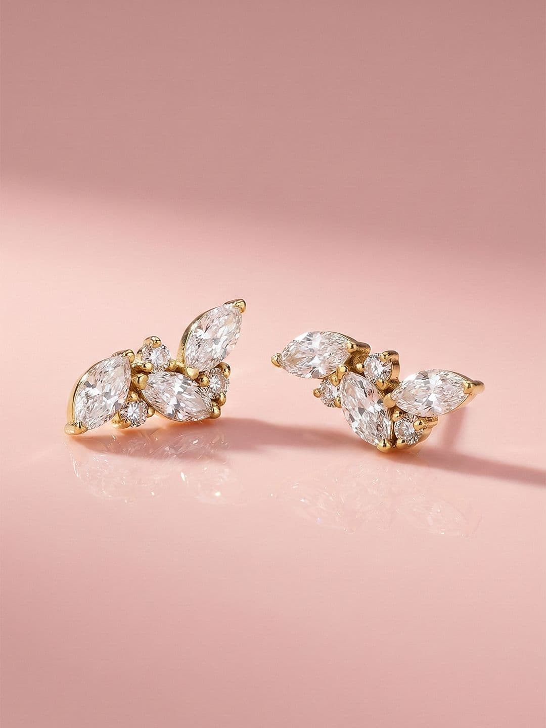 MAEJOY Marquise cut Lab grown diamond 92.5 Sterling Silver 18KT Gold plated stud earrings - view 1