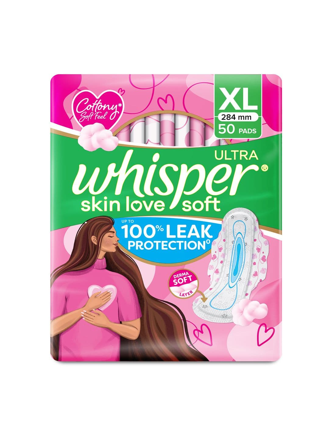 Whisper Ultra Skin Love Soft Sanitary Pads - XL 50 Napkins - view 1