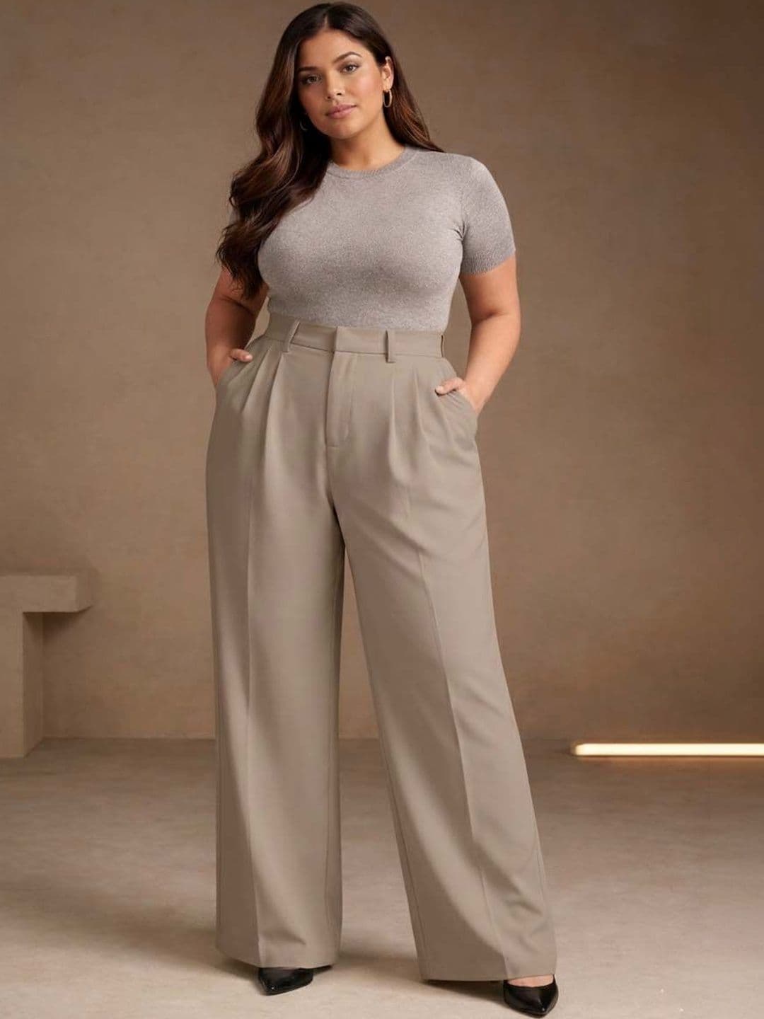 CURVE BY KOTTY Women Elegant Wide Fit Pants - view 1