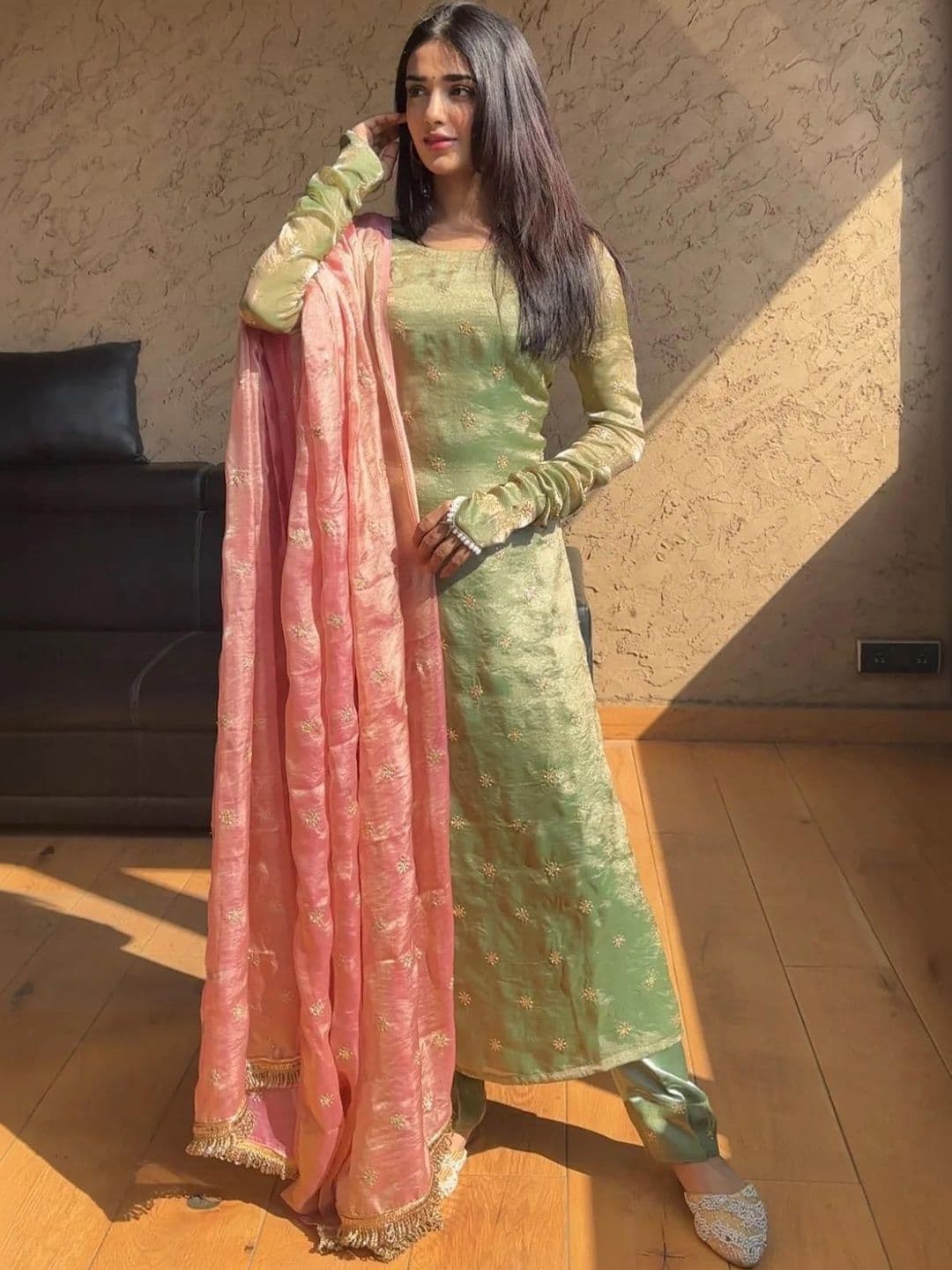 Tulip Eden Women Ethnic Motifs Embroidered Regular Kurta with Trousers & With Dupatta - view 1