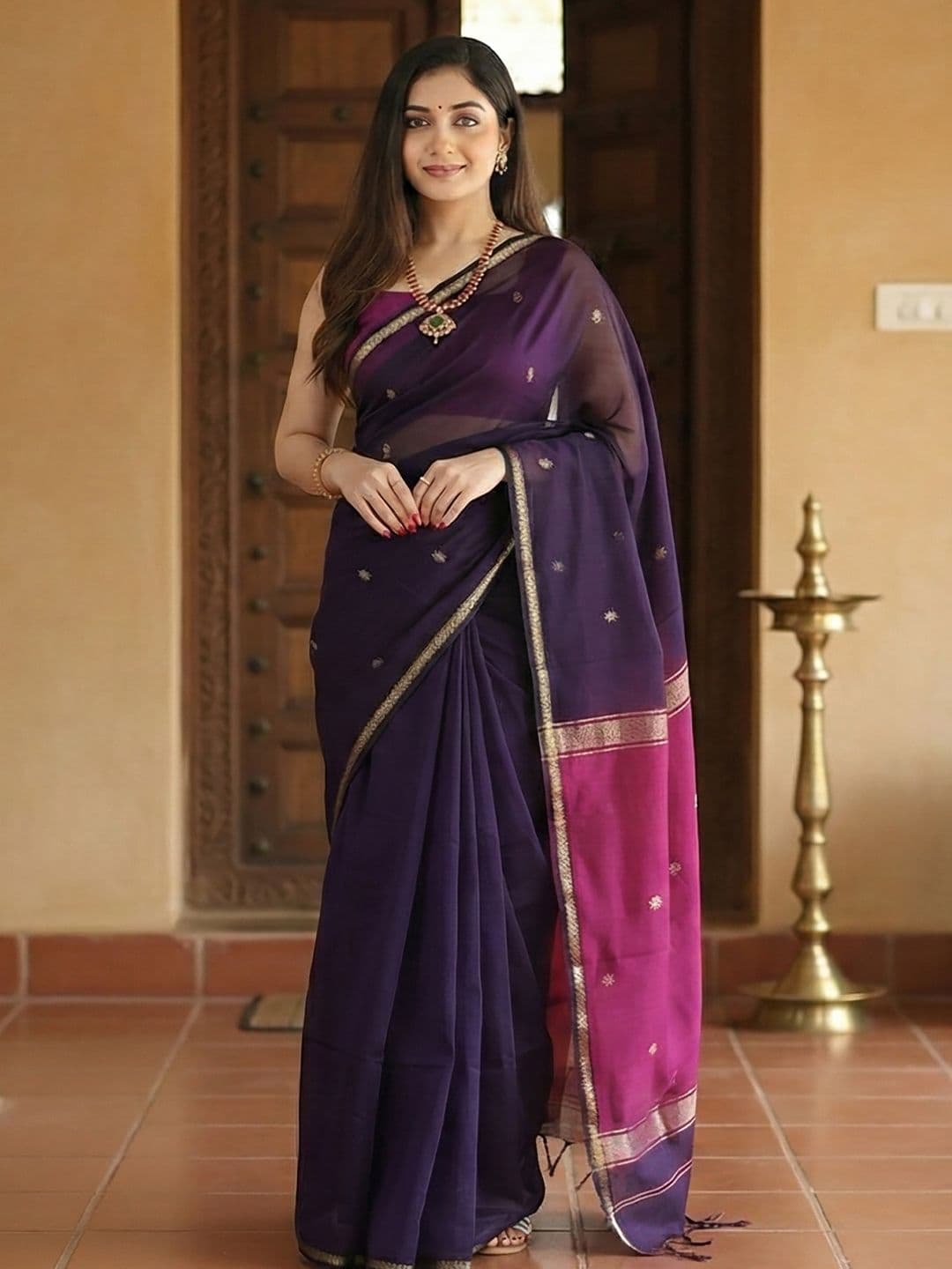 KALINI Woven Design Zari Silk Blend Banarasi Saree - view 1