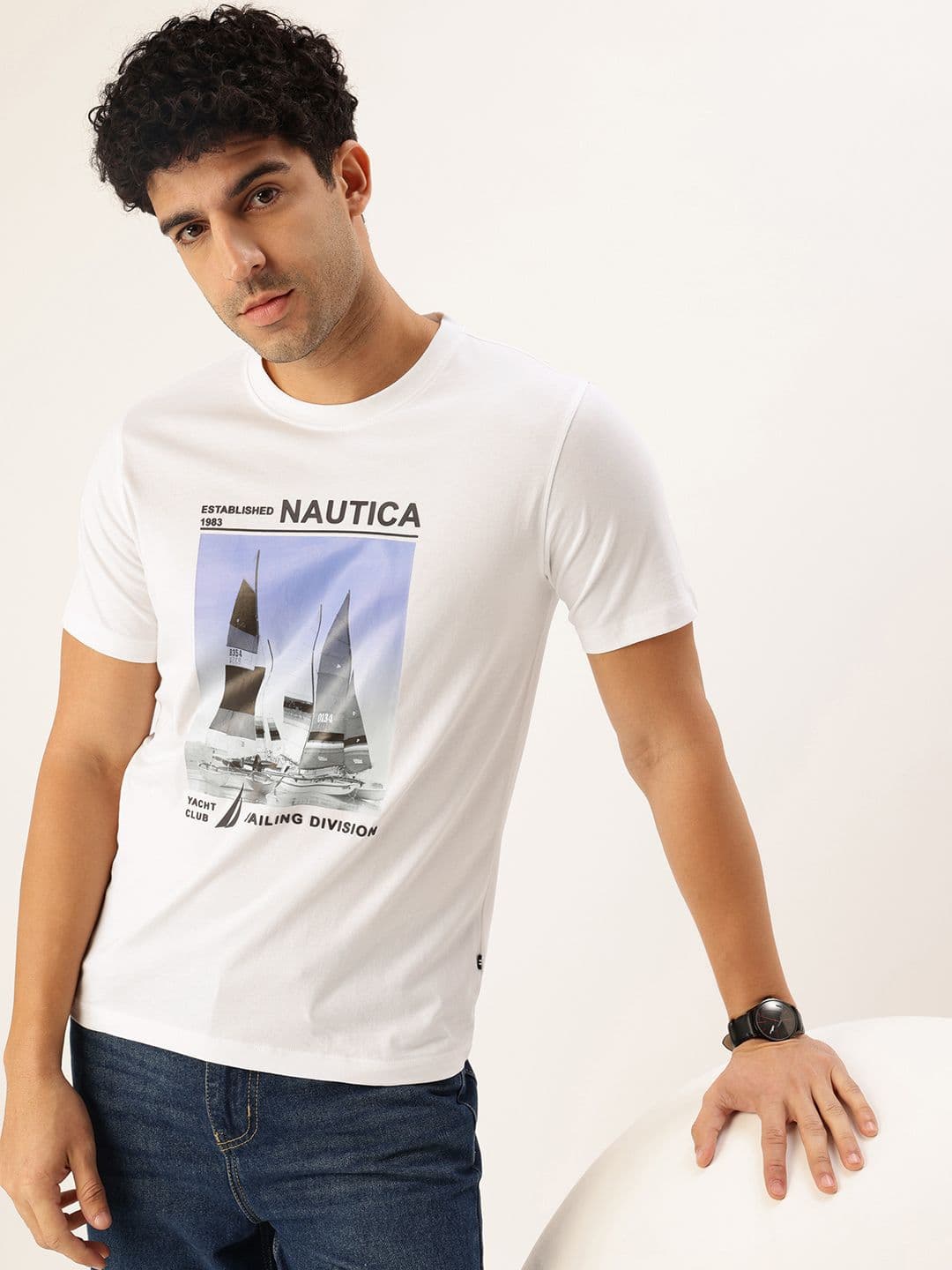 Nautica Graphic Printed Pure Cotton T-shirt - view 1