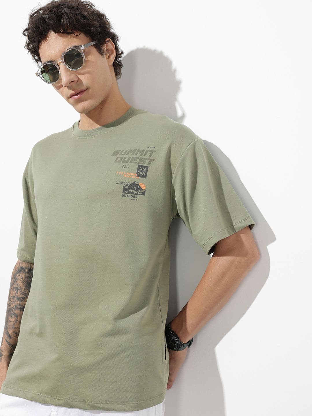 The Roadster Life Co. Oversized Typography Printed Drop-Shoulder Sleeves T-shirt - view 1