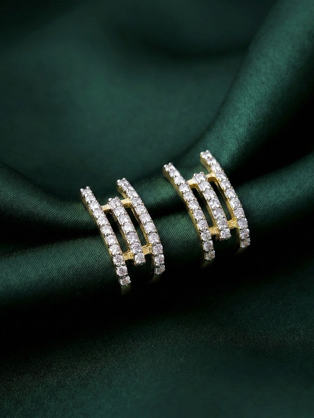 MAEJOY Half Hoop Lab grown Diamond 92.5 Sterling Silver 18KT Gold Plated Huggie Earrings - view 1