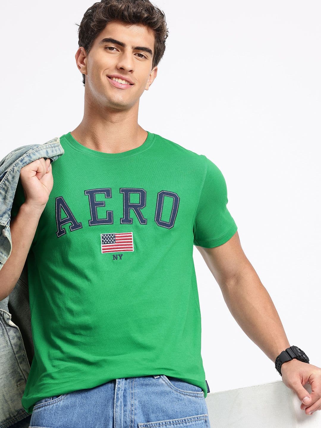 Aeropostale Brand Logo Pure Cotton Applique T-shirt - view 1