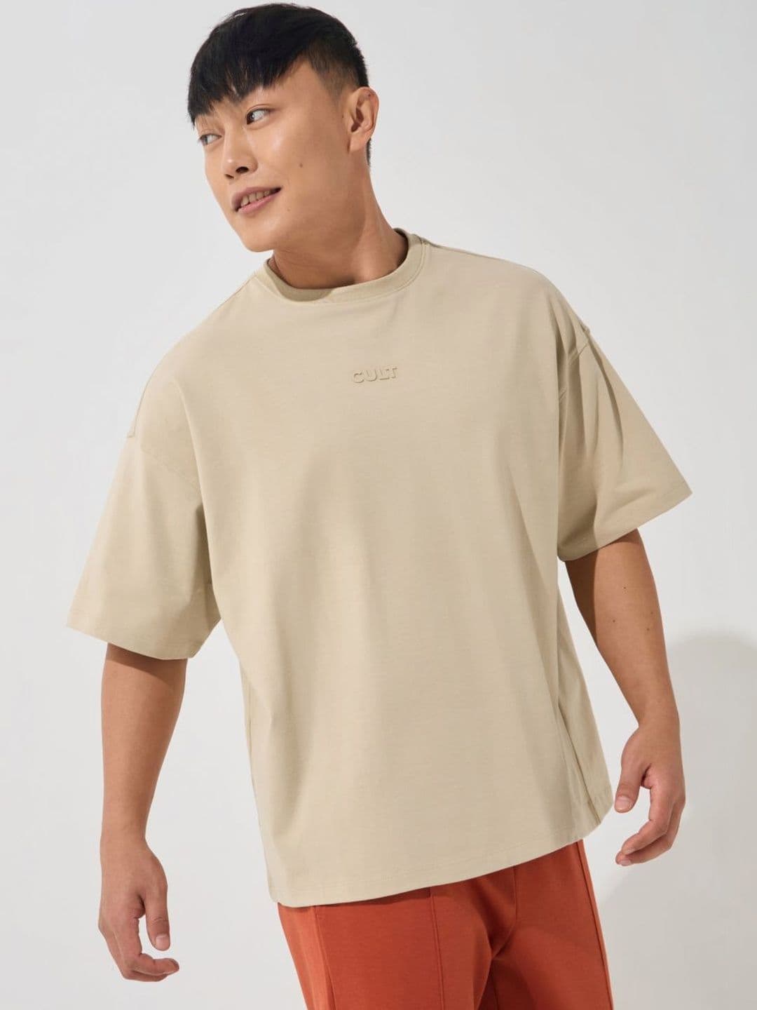 CULT Men Beige Soft Form Oversized T-shirt - view 1