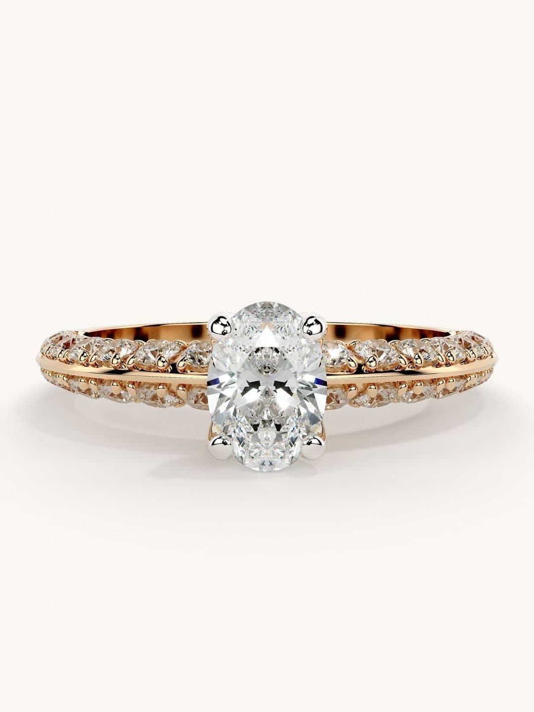 VALANOVA Gold 1.19 CT Lab Dimond Studded Ring- 1.63g - view 1