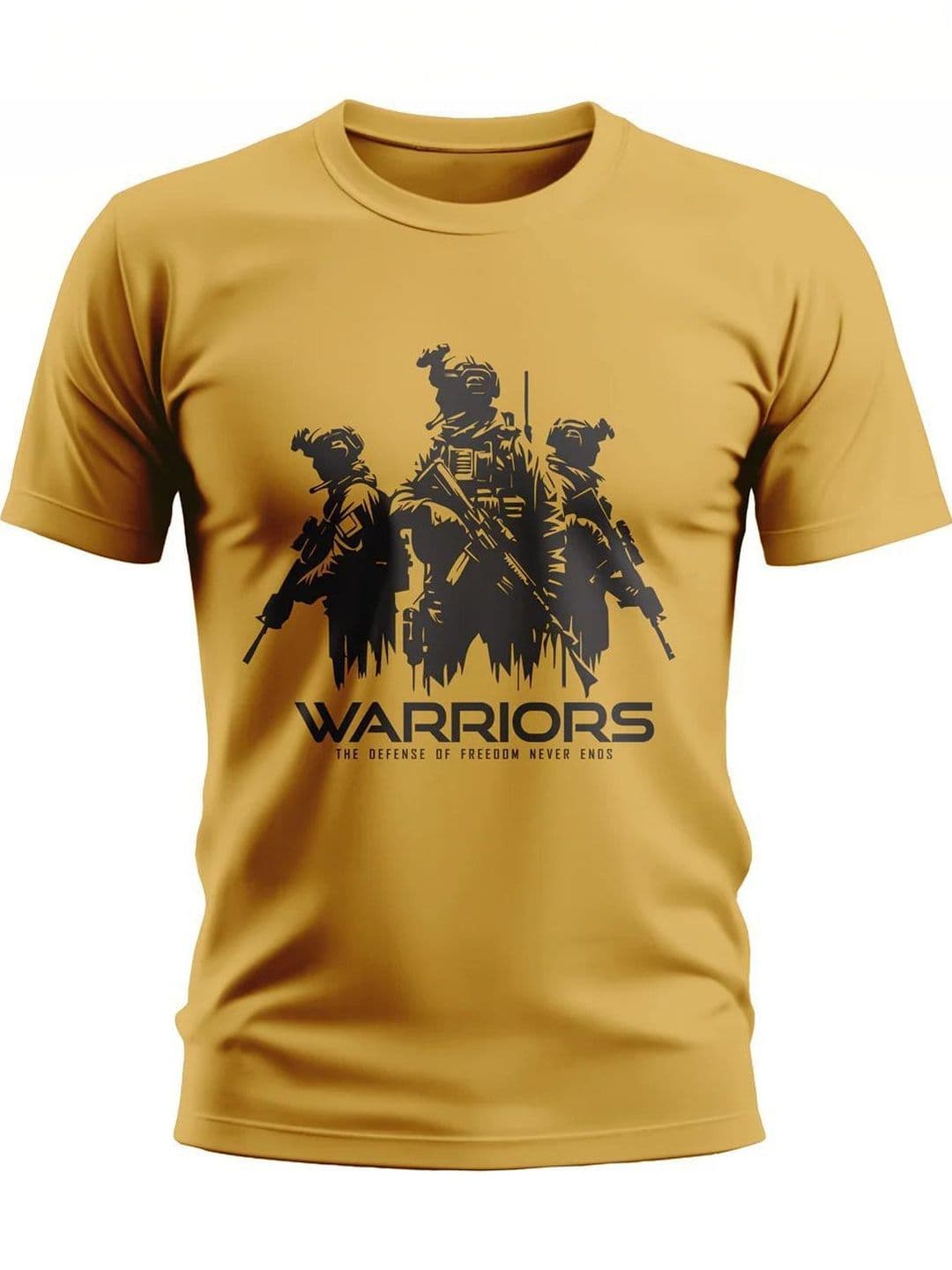 Warrior World Men Yellow Graphic Printed Cotton Round Neck T-shirt - view 1