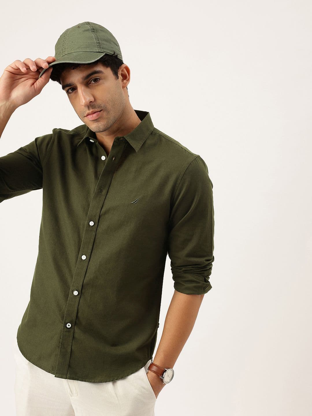 Nautica Slim Fit Cotton Linen Casual Shirt - view 1
