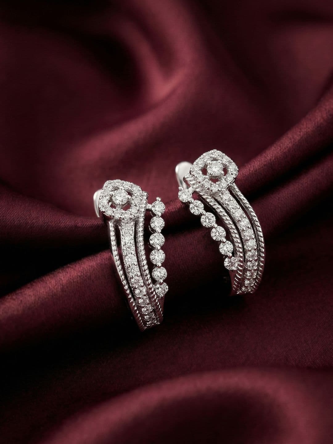 MAEJOY Women Lab grown diamond 92.5 Sterling Silver 18KT Rhodium plated hoop earrings - view 1