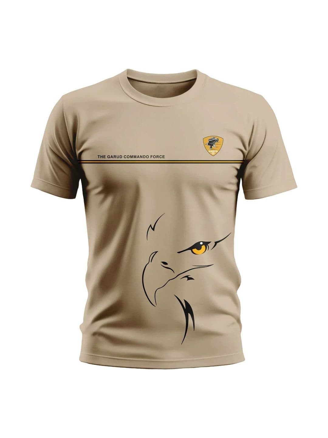 Warrior World Men Beige Graphic Printed Cotton Round Neck T-shirt - view 1