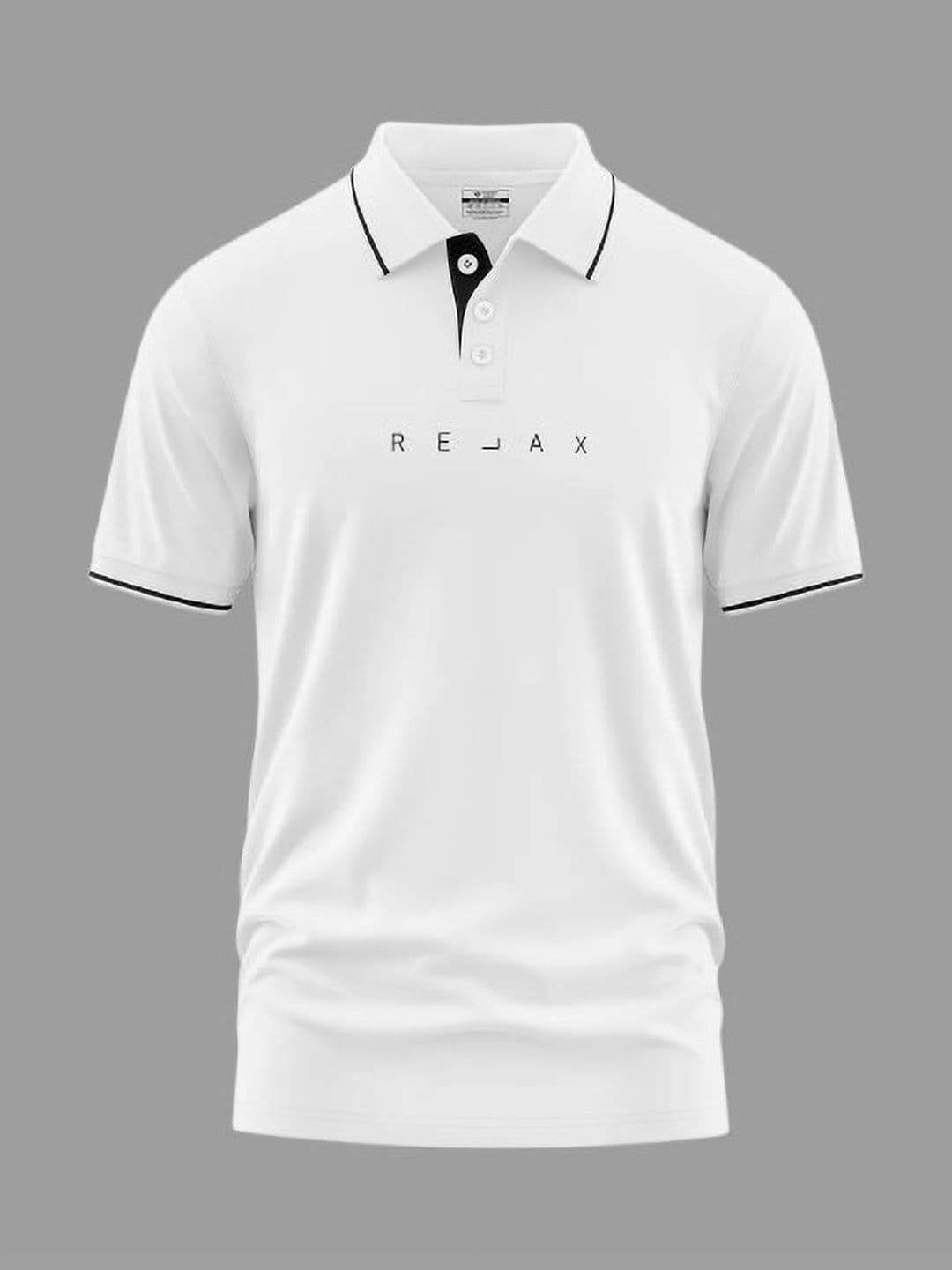 Warrior World Men White Typography Printed Cotton Polo Collar T-shirt - view 1