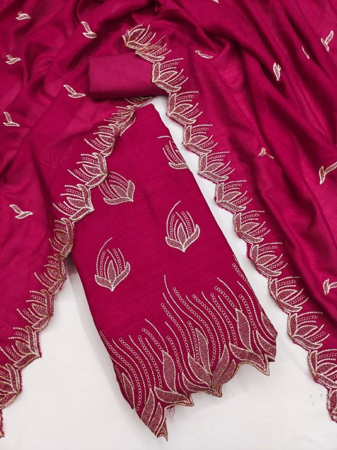 KALINI Embroidered Viscose Rayon Unstitched Dress Material - view 1