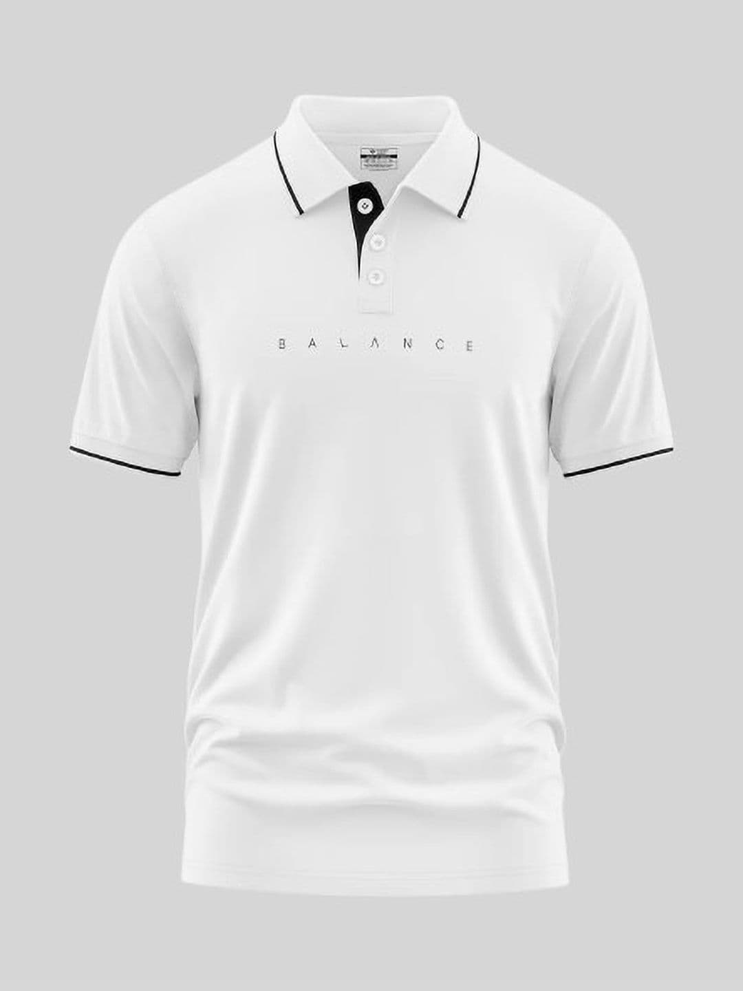 Warrior World Men White Typography Printed Cotton Polo Collar T-shirt - view 1
