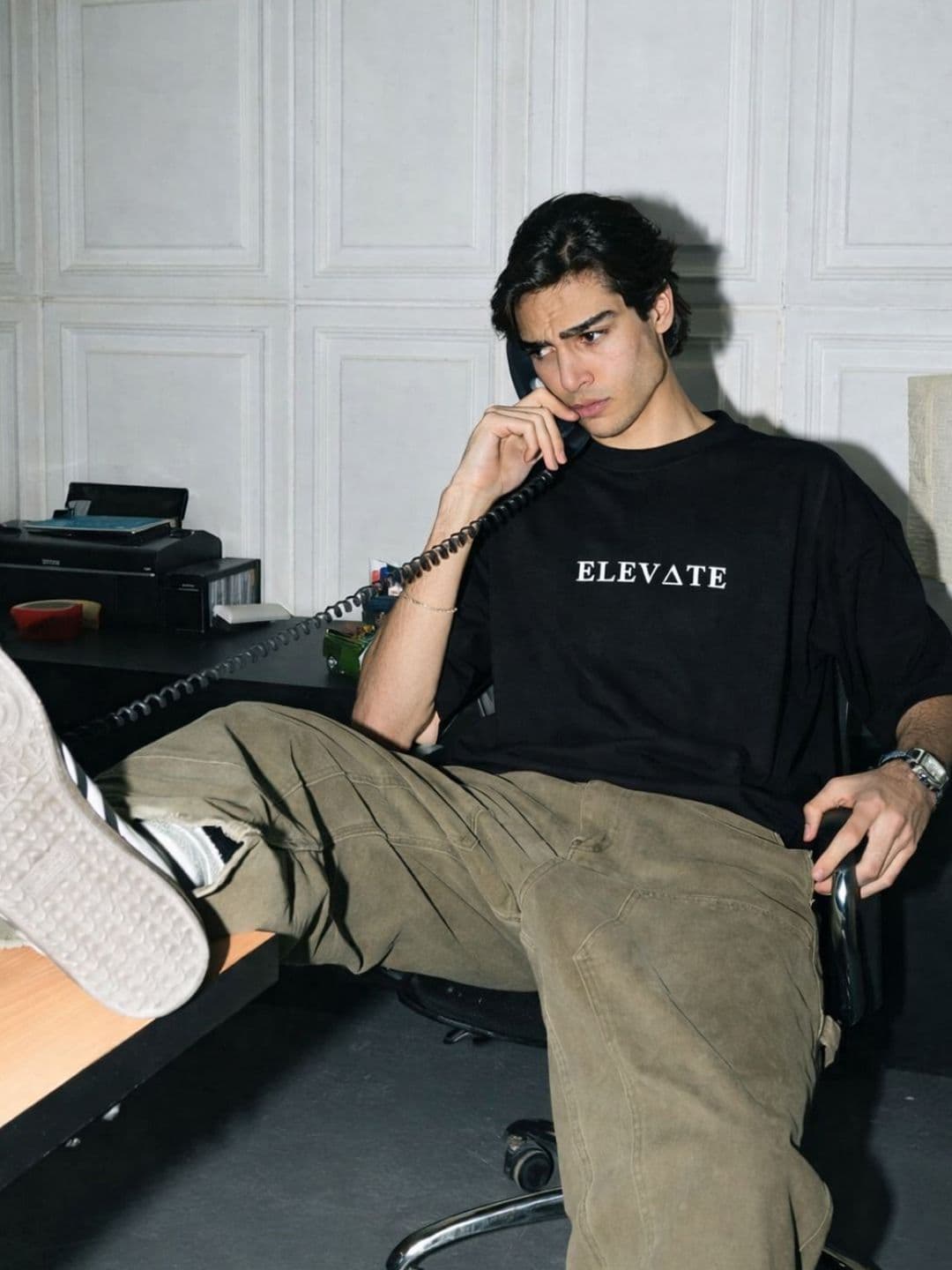 Rigo Men Black Round Neck Cotton Typography Printed Drop Shoulder Oversized T-shirt - view 1