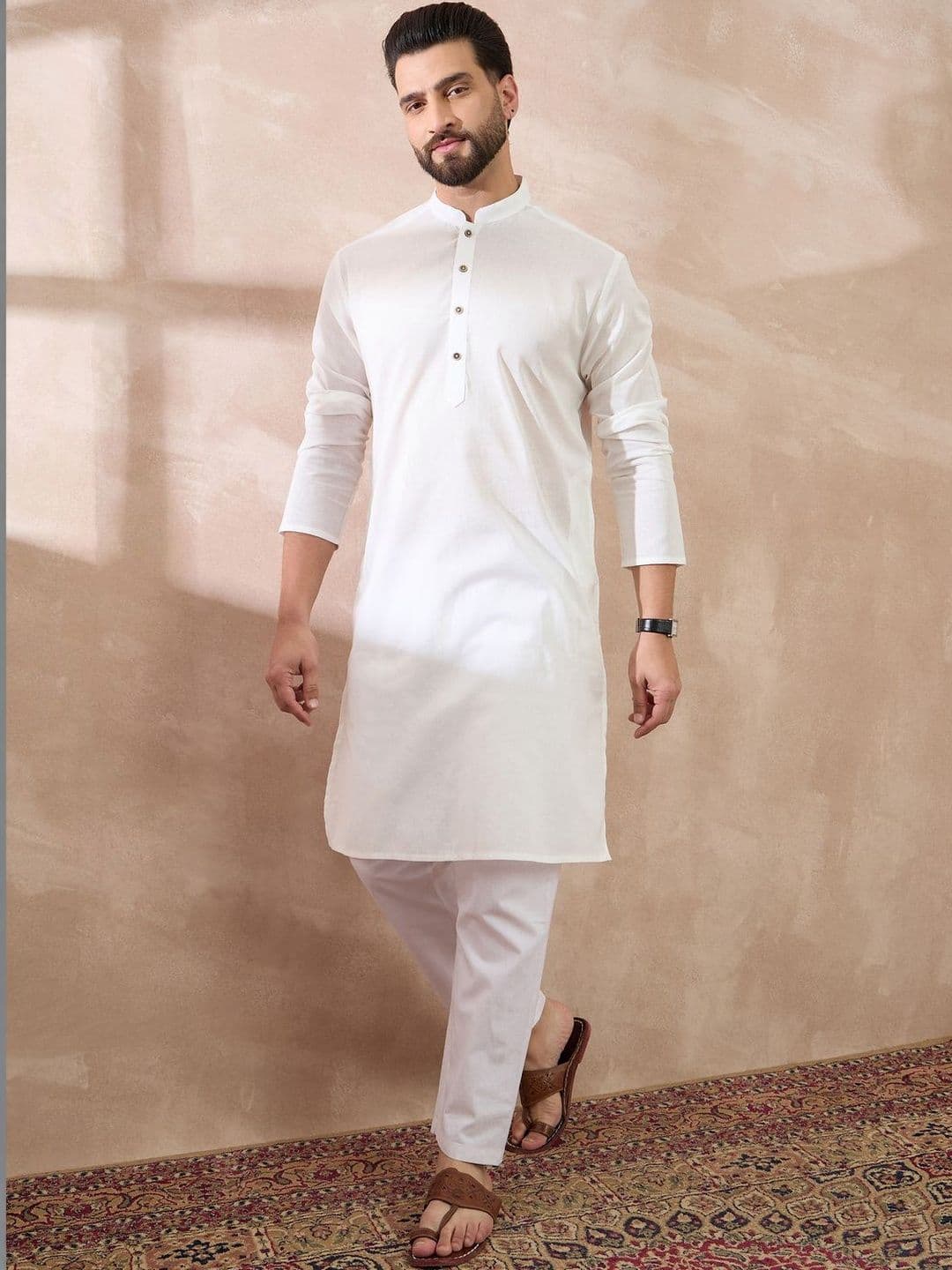 Styli Men White Solid Ethnic Kurta - view 1