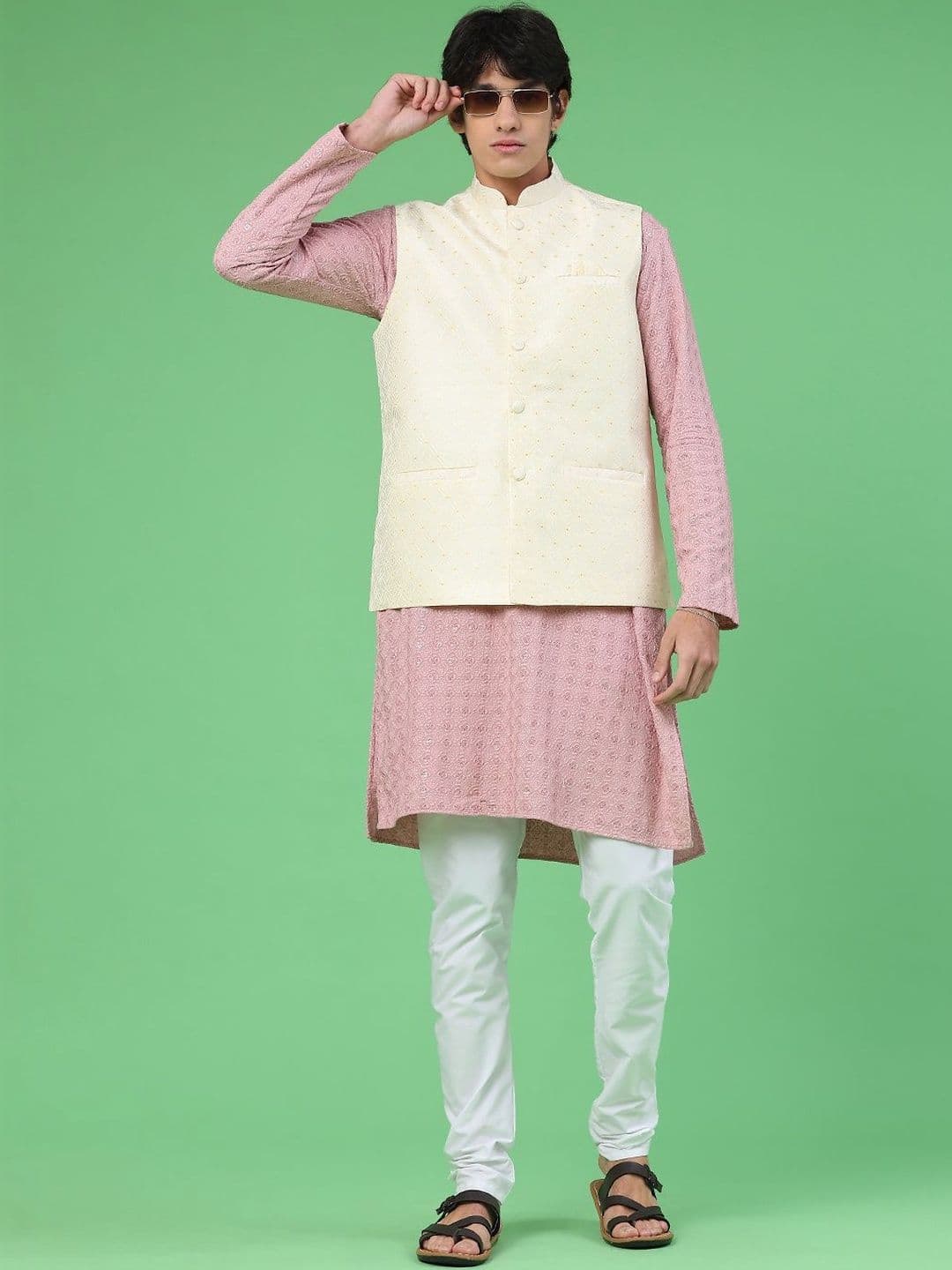V-Mart Men Self Design Polyester Mandarin Collar Nehru Jacket - view 1
