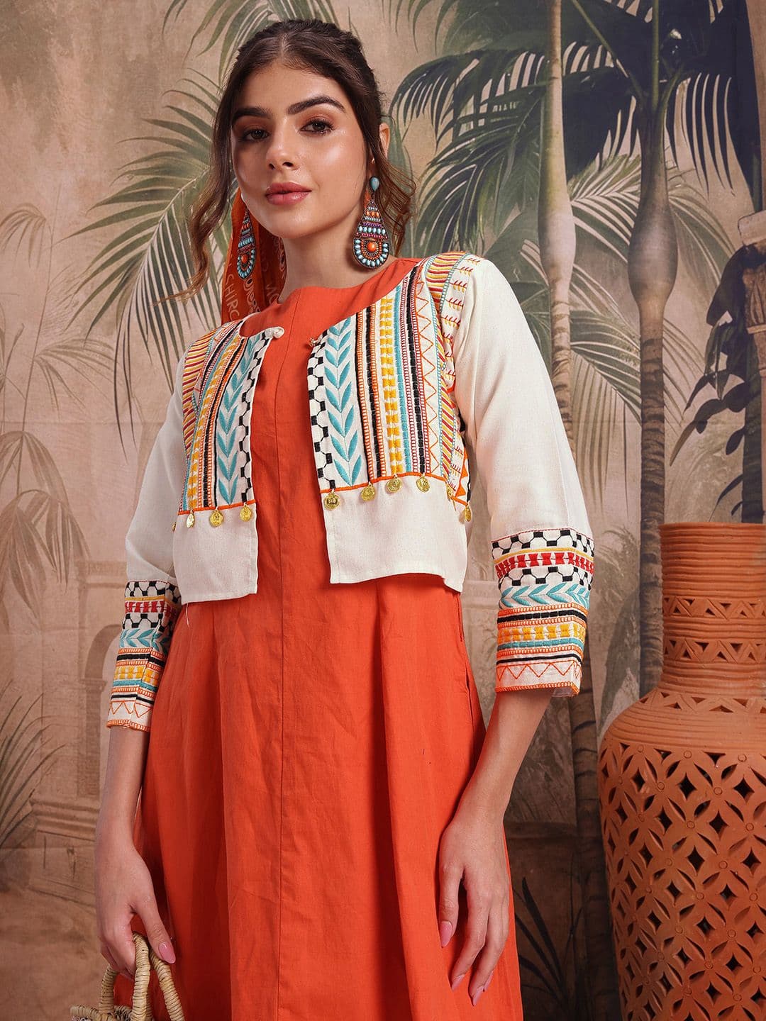 Sangria Ethnic Embroidered Shrug - view 1