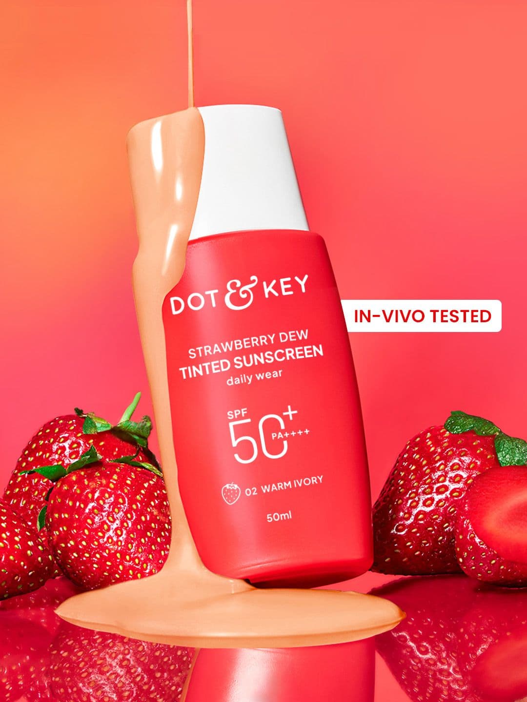DOT & KEY Strawberry Dew Tinted Sunscreen In-Vivo Tested SPF 50+ PA++++ 50ml Warm Ivory 02 - view 1