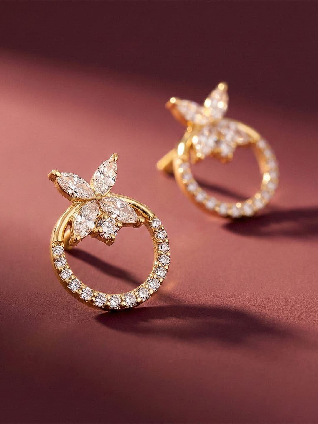 MAEJOY Butterfly Lab grown diamond 92.5 Sterling Silver 18KT Gold plated earrings - view 1